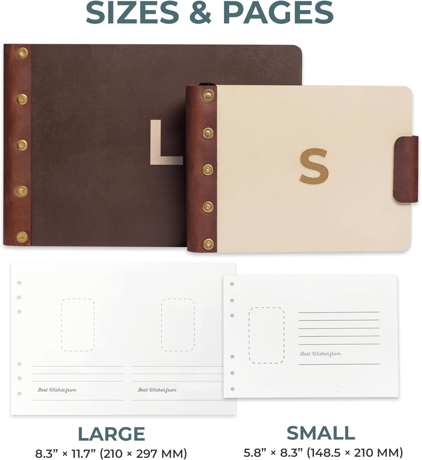 MAKETY Personalized Wedding Guest Book for Signing - Custom Cover, Leather Spine - Polaroid Picture 150 GSM Pages (Small 5.5"x8" 20-80 Sheets)