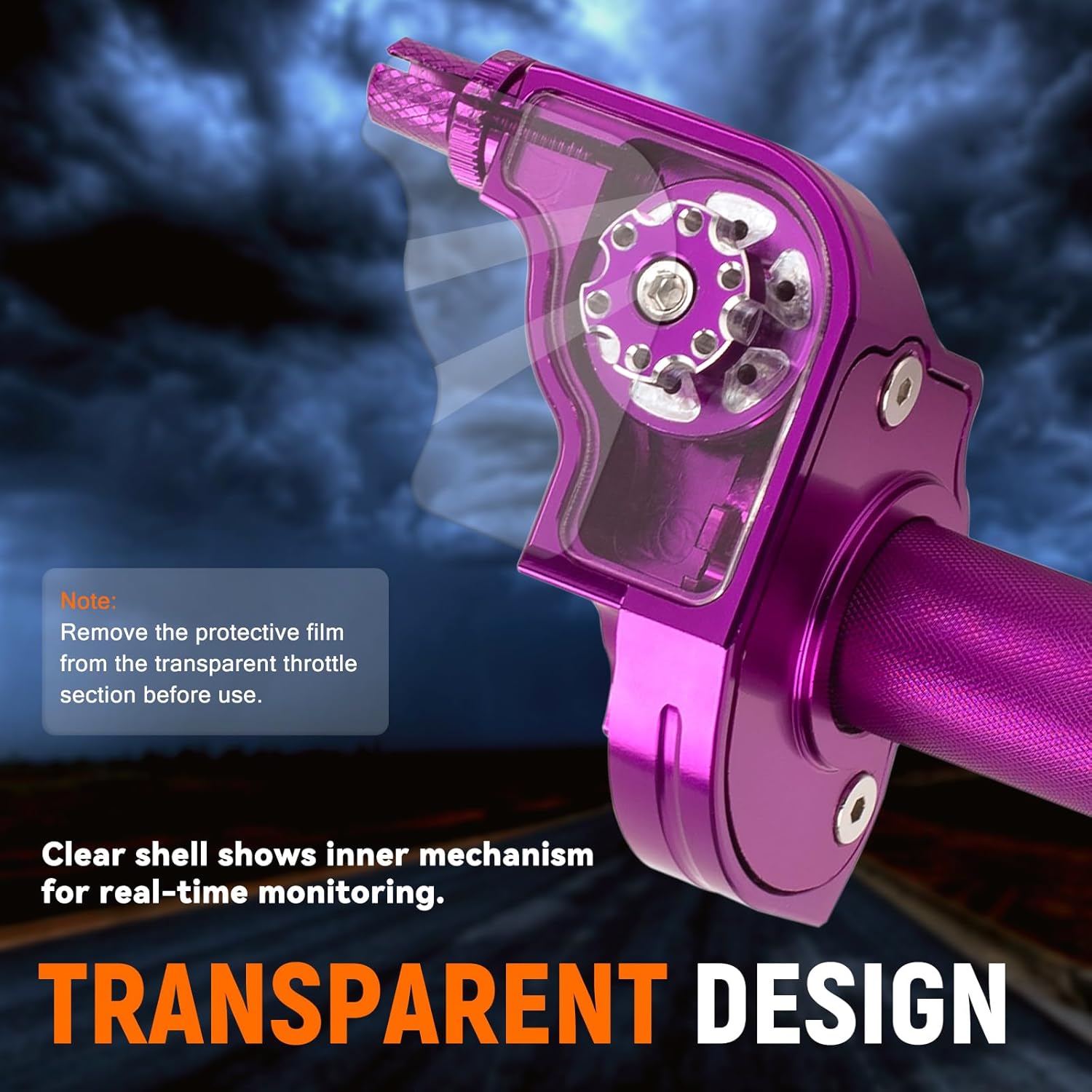 XINGWU Mini Bike Throttle Kit Universal 7/8" 22mm CNC Quick Action Twist Throttle with Cable Throttle Assembly for CRF KLX SSR TTR 50cc-250cc Dirt Pit Bike Mini Bike ATV Motorcycle (Purple)