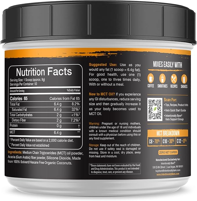 Intentionally Bare MCT Oil Powder - Coco - 1 Libra miniatura 2