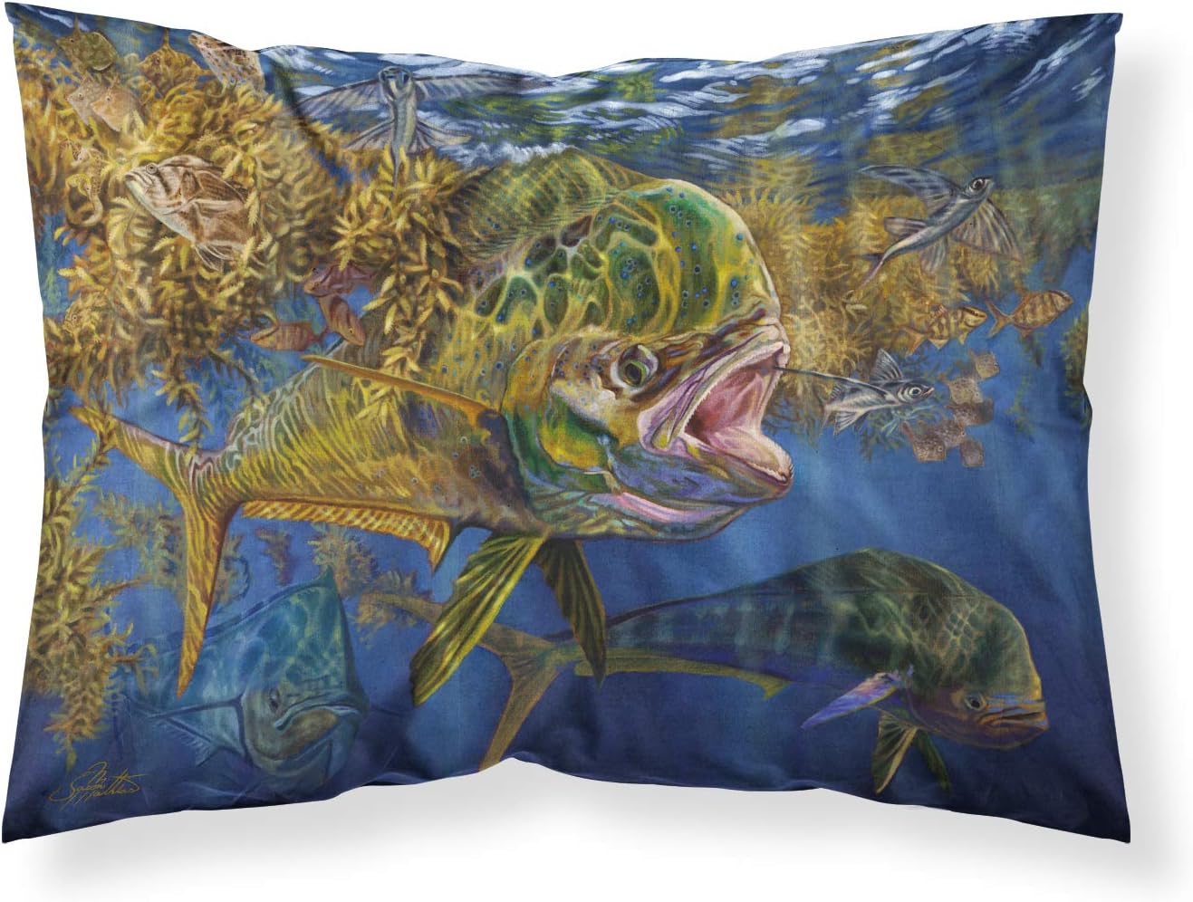 Caroline's Treasures JMA2013PILLOWCASE Seaweed Salad Mahi Fabric Standard Pillowcase Lightweight Super Soft Easy Care Decorative Artwork Pillowcase, Standard