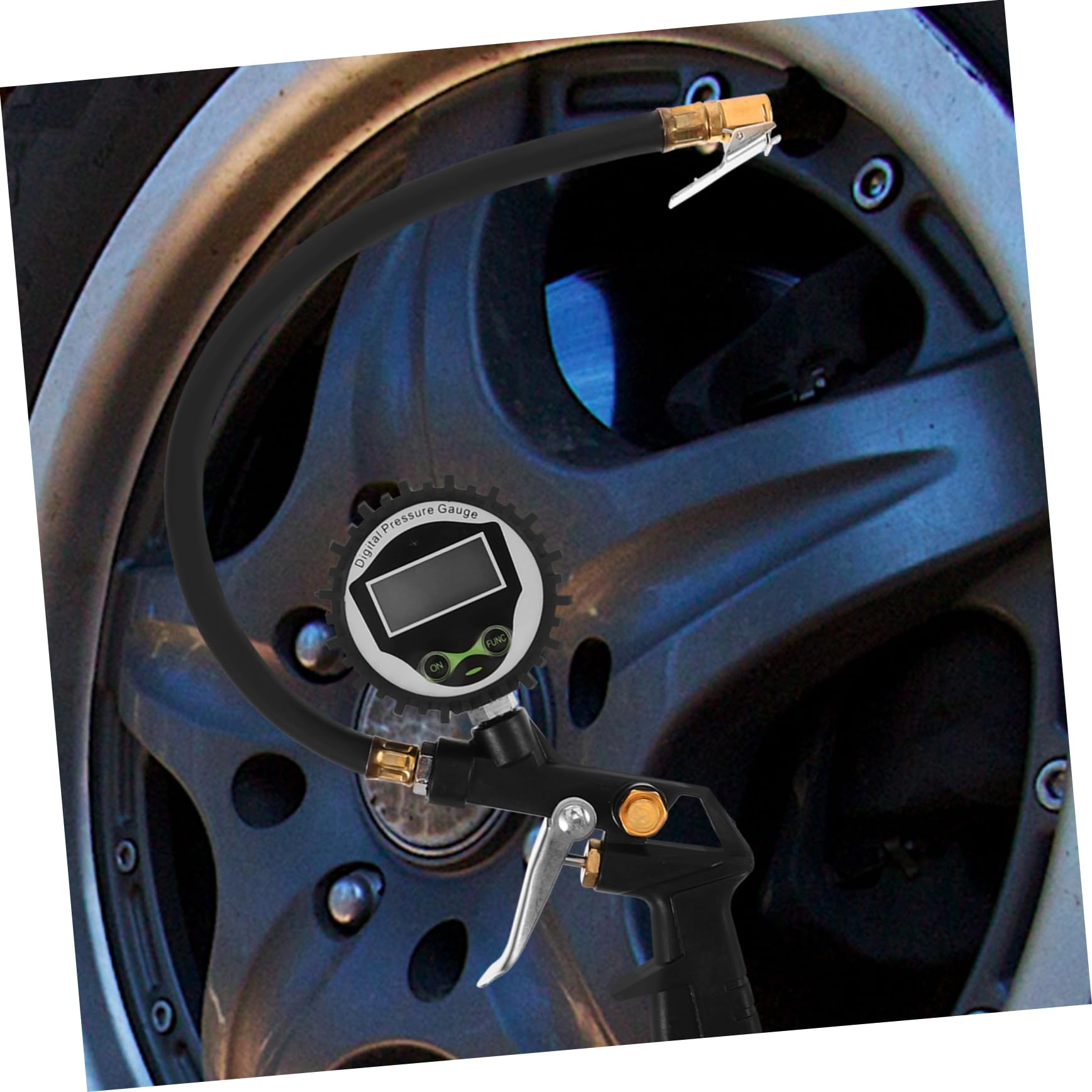 Manometro per Pressione Gomme 60psi Digitale Robusto Argento | Misurazione Accurata En 837 1.6%, Uso Bici e Suv, Funzionamento una Mano
