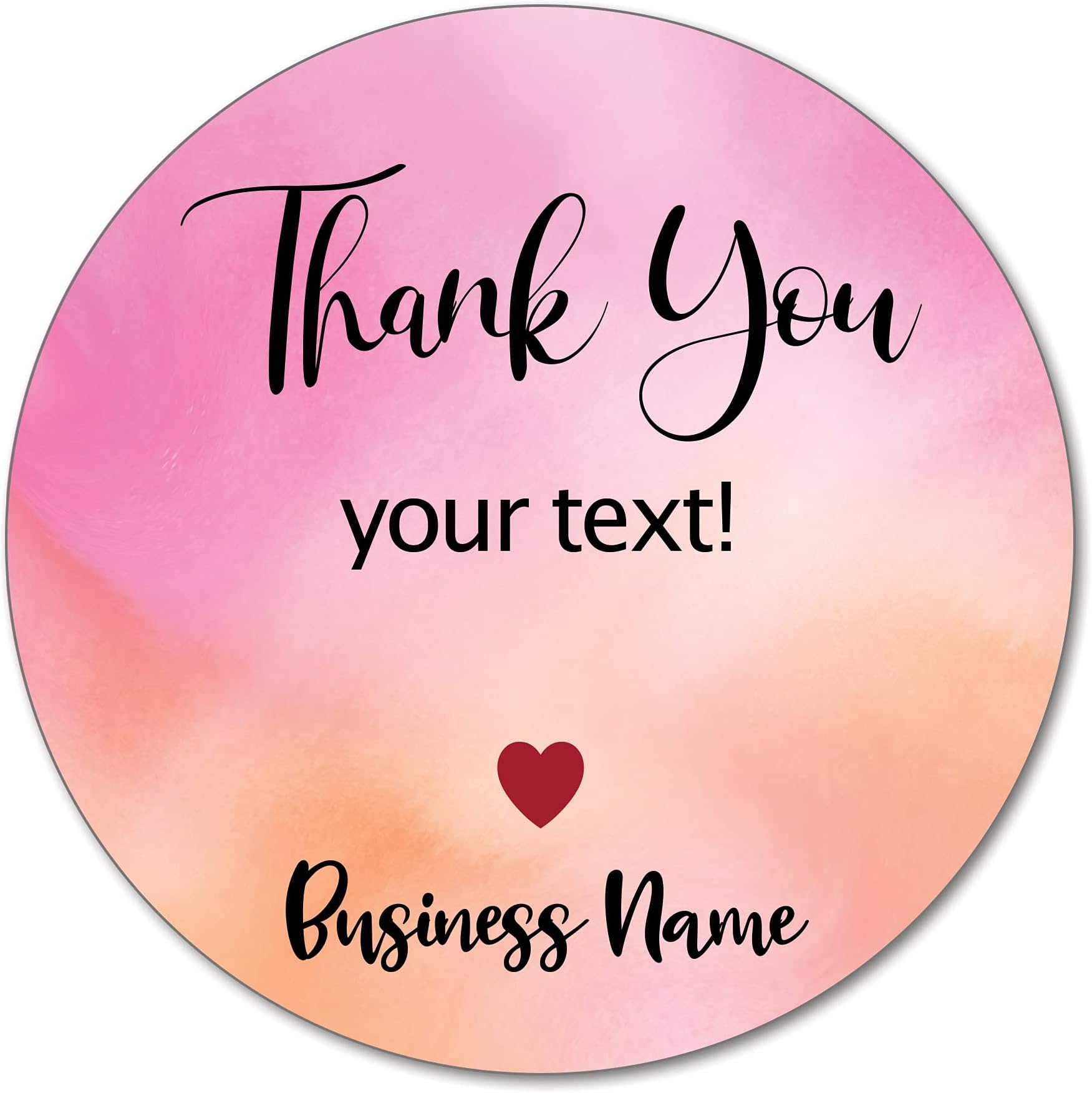 Personalized Thank You Stickers - Custom Thank You for Your Order Stickers, Self Adhesive Flat Sheet 1.5 Inch Round Labels for Small Business Packaging (Watercolor 2.0 in)