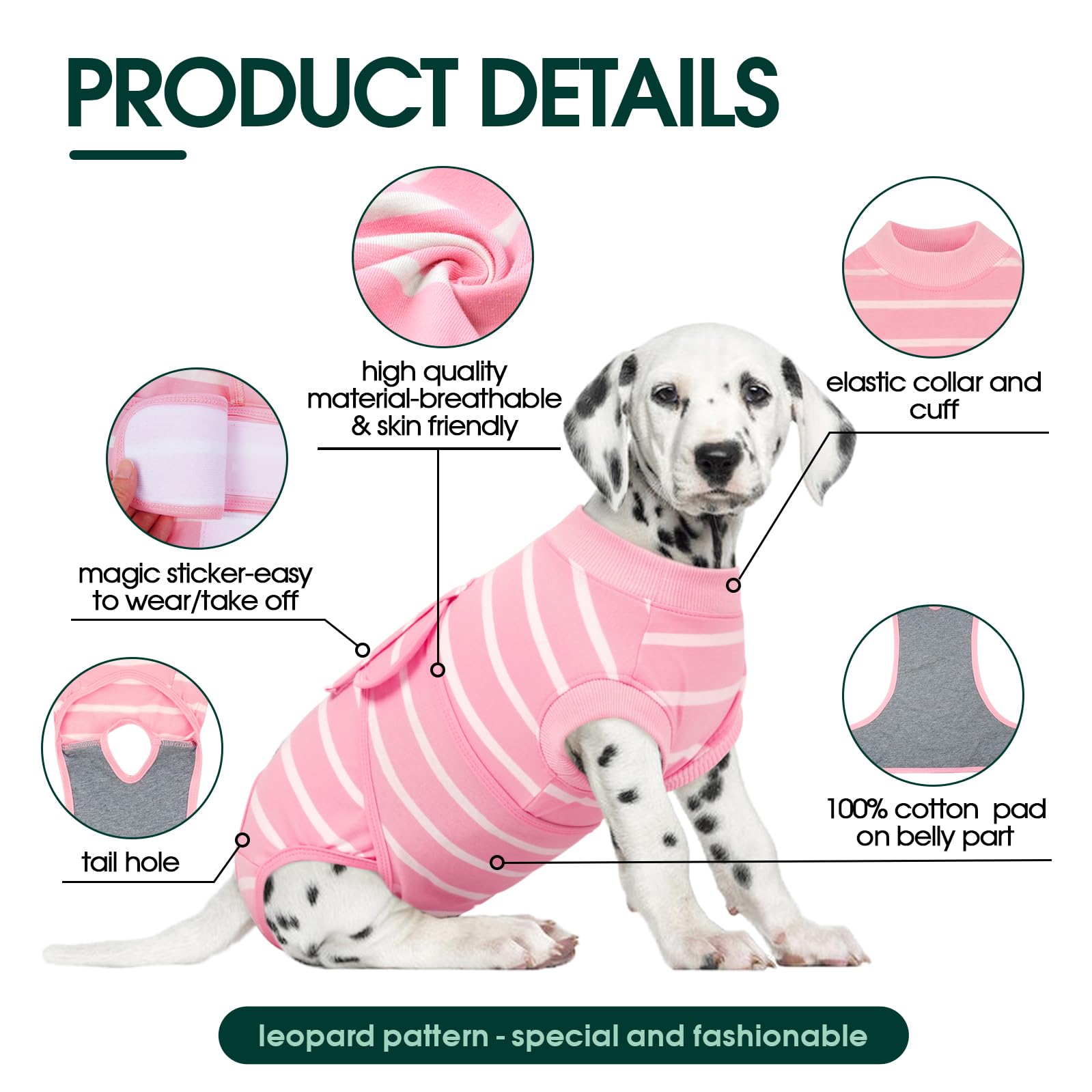 Kuoser Dog Recovery Suit, Dogs Surgical Recovery Suits Female Male, Soft Puppy Post Body Vest, Onesie Doggie Bodysuit after Surgery - Image 3