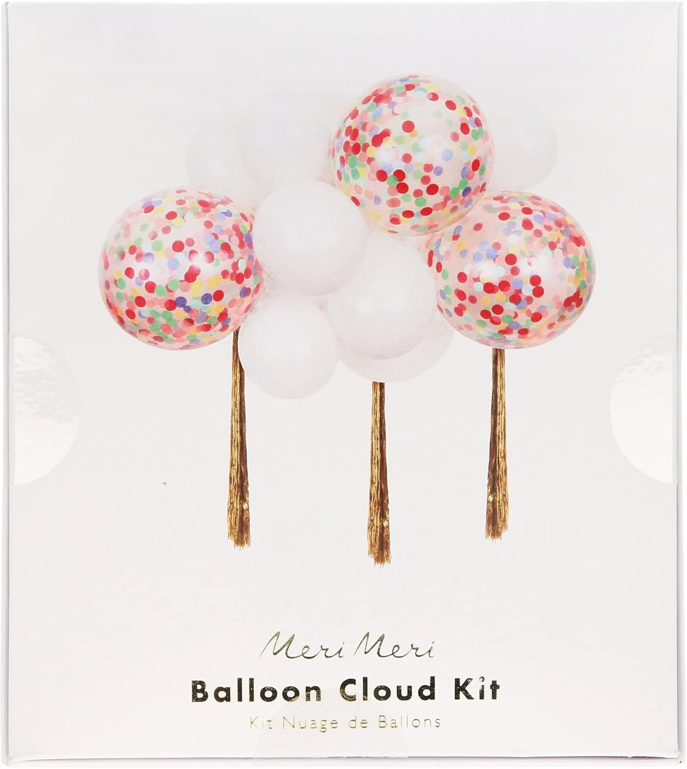 Meri Meri Rainbow Balloon Cloud Kit, Balloon Arch Featuring 3 Gold Streamers and 14 Balloons
