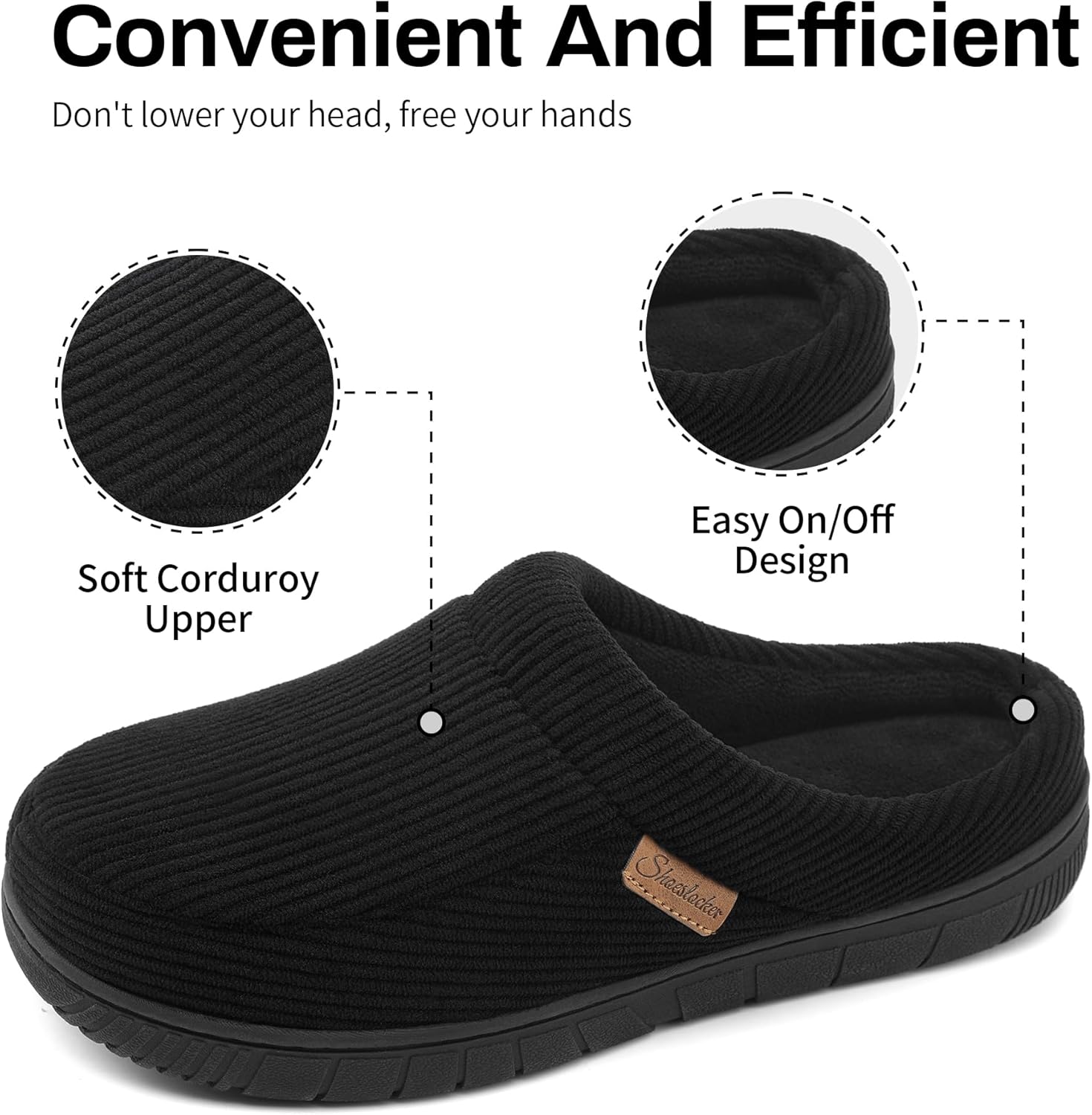 shoeslocker Mens Slippers Moccasin House Shoes Soft Memory Foam Slip-on Indoor/Outdoor - Image 3