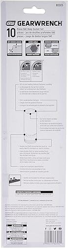 Miniatura 3 de GEARWRENCH 10 Pc. 1/4" Drive 6 Pt. Juego de llaves de vaso profundas, SAE - 80305