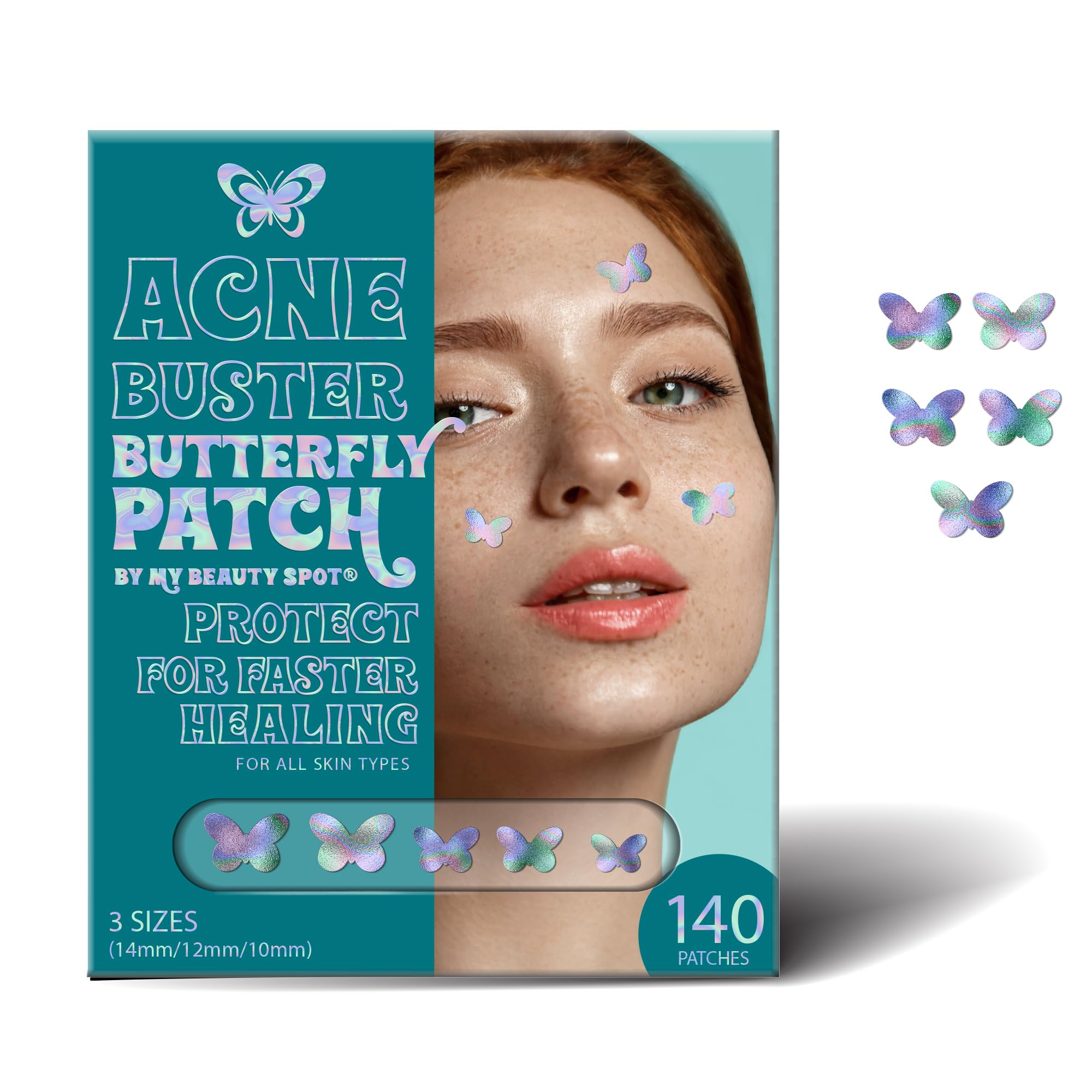 My Beauty Spot Pimple Patches Cute Acne Patches for Face (140 Patches) with Hydrocolloid, Tea Tree Extra & Salicylic Acid, Colorful Fun Designs – Pimple Patches for Face Acne Spot Treatment Butterfly Glitter