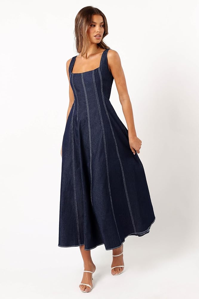 Petal & Pup Callum Midi Dress - Dark Denim S at Amazon Women's Clothing  store