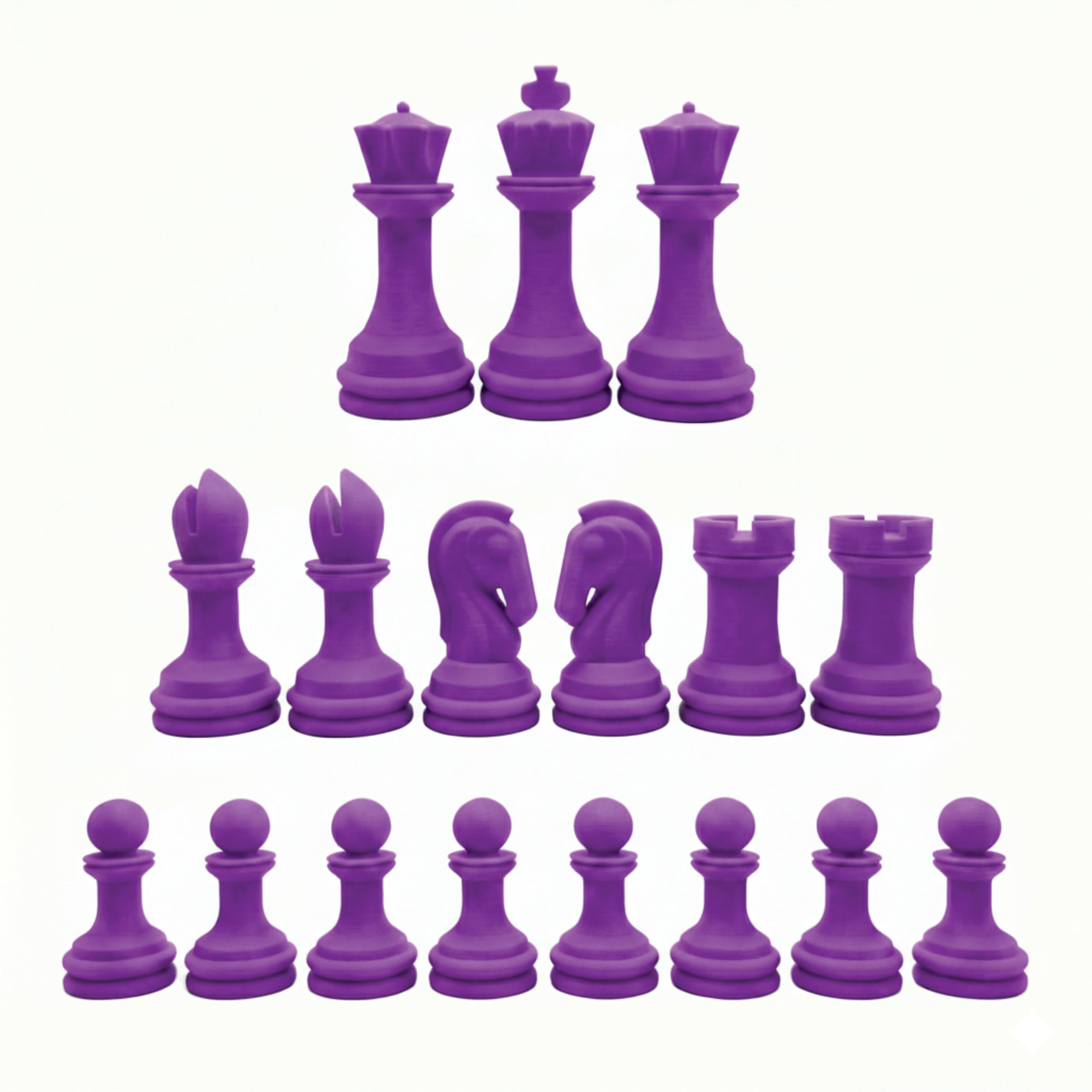 Staunton Tournament Chess Pieces (95 mm) 3.75 Inch King 17 Plastic Pieces - Half Set with Extra Queens - Bright Color Chess Pieces Made in The U.S.A. (Purple) — image 1