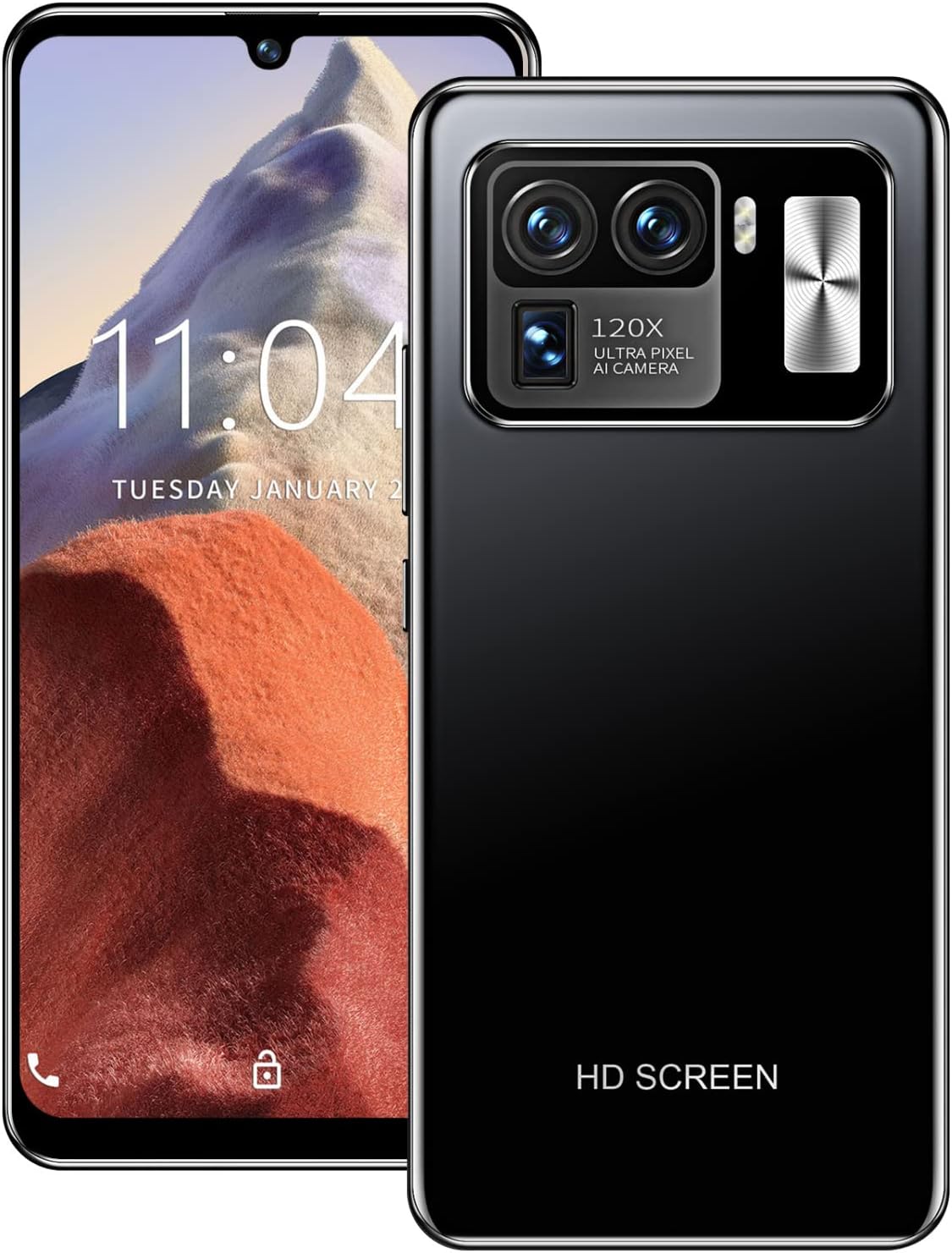 Smartphone, 6.1inch Full Screen Face ID Unlocked Cell Phone, 2GB RAM 16GB ROM 3G Smartphone Dual SIM Cards MTK6580 4 Core CPU, 3000mAh Battery Capacity, for Android 8.0(Black)