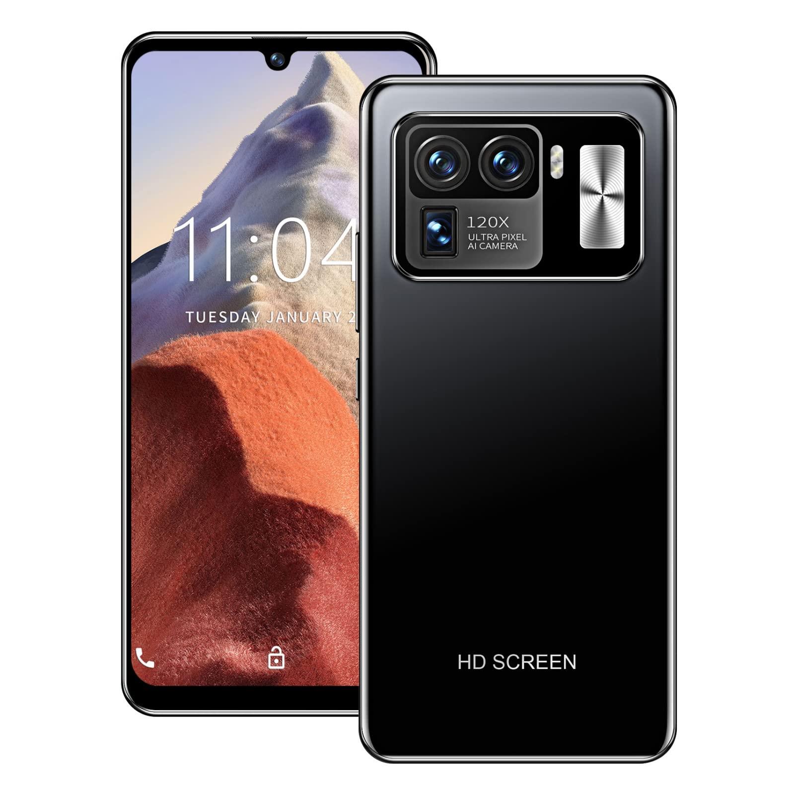 Smartphone, 6.1inch Full Screen Face ID Unlocked Cell Phone, 2GB RAM 16GB ROM 3G Smartphone Dual SIM Cards MTK6580 4 Core CPU, 3000mAh Battery Capacity, for Android 8.0(Black)