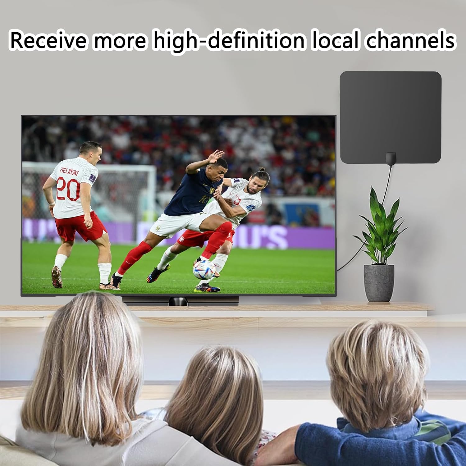 TV Antenna for Smart TV, Indoor HD Digital TV Antenna, with Booster & 9.8ft Coax Cable, Supports 4K 1080p HD Smart TV Signal Reception