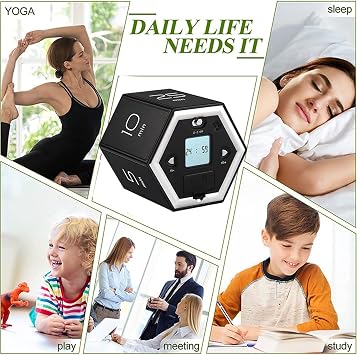 Productivity Timer, Silver Cube Timer Timer Cube Sensor Manager Timer (Black)