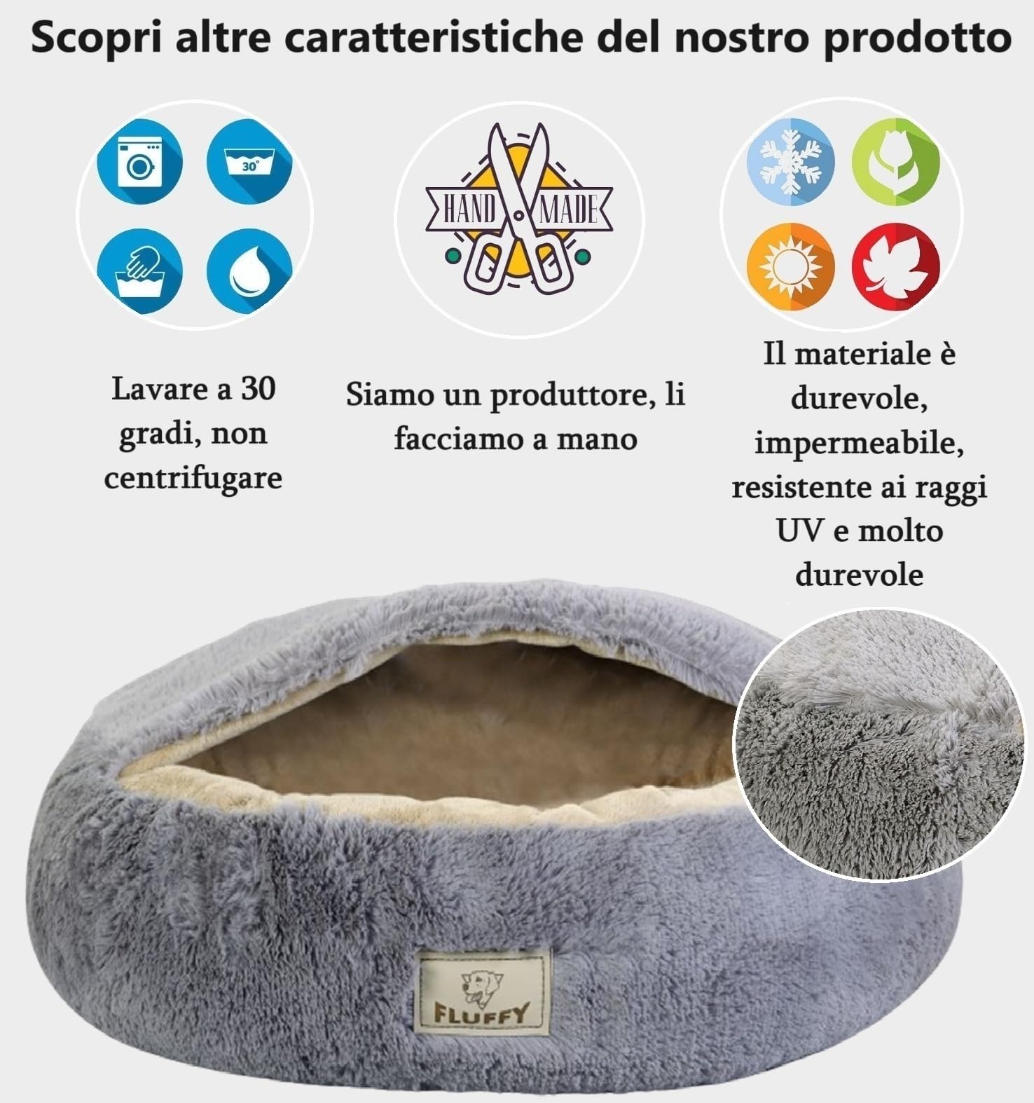 Cuccia per cani calmante soffice peluche per cani di taglia grande, taglia media, lavabile, anti ansia, letto per gatti di piccola taglia per gatti interni, letto a ciambella autoscaldante, XS 50 cm