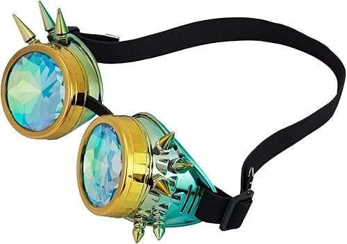 Miniatura 94 de Gafas caleidoscopio para raves trippy psicodélico steampunk con lentes de cristal de difracción de prisma arcoíris Negro