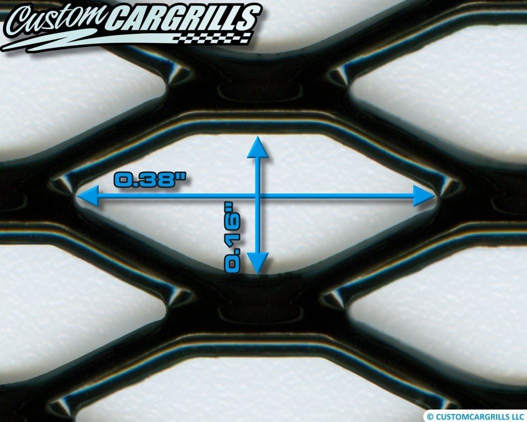 customcargrills 12"x48" Small Diamond Grill Mesh Sheet - Gloss Black - Shipped Flat, 0.16 x 0.38 inch hole opening, 0.076" thick Aluminum, powder coated, Made in USA