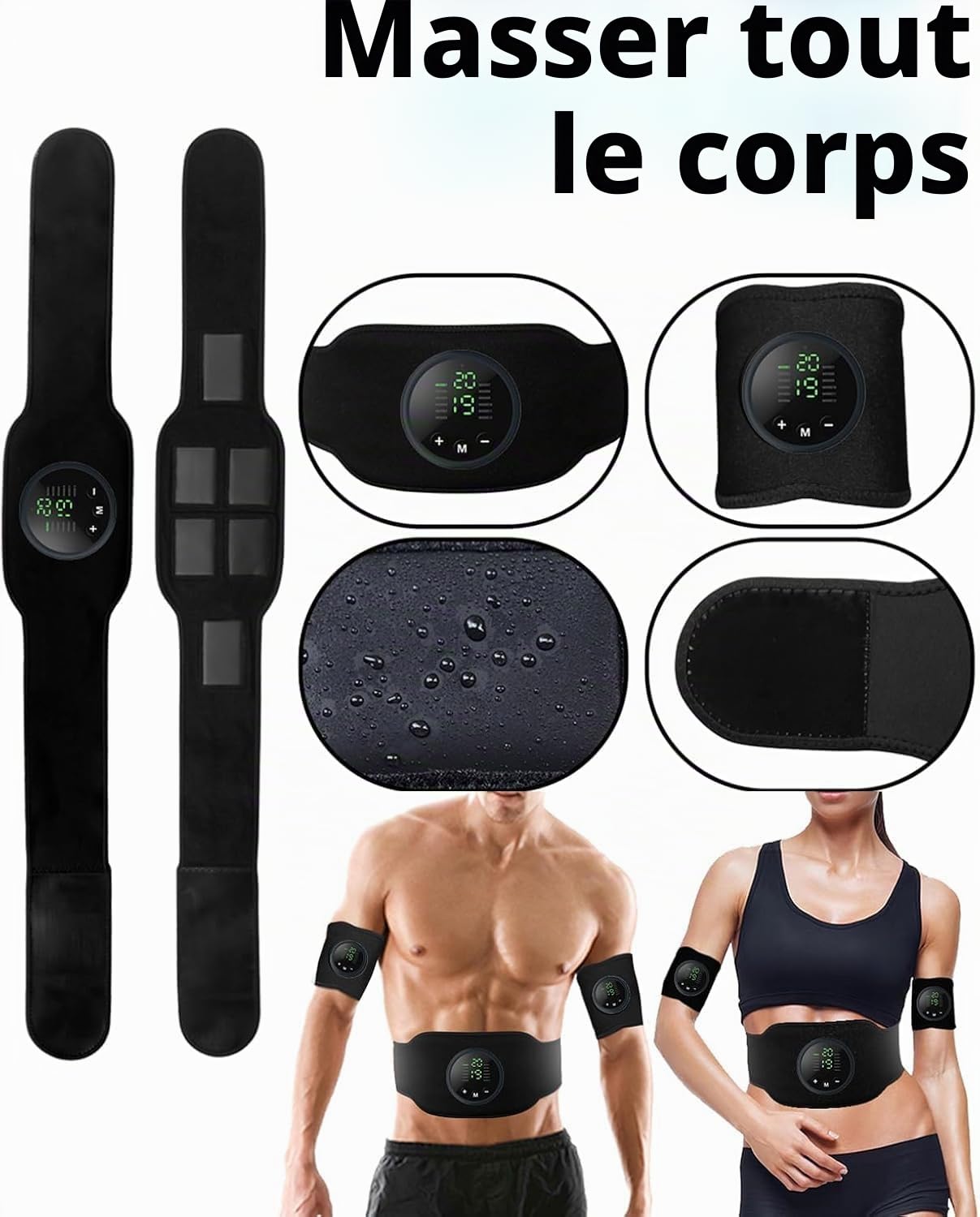 Ceinture abdominale Next Gen Ultra Muscle Fitness, ceinture de tonification réglable, 12 modes et 19 niveaux d'intensité, raffermissement musculaire, équipement d'entraînement de renforcement pour les