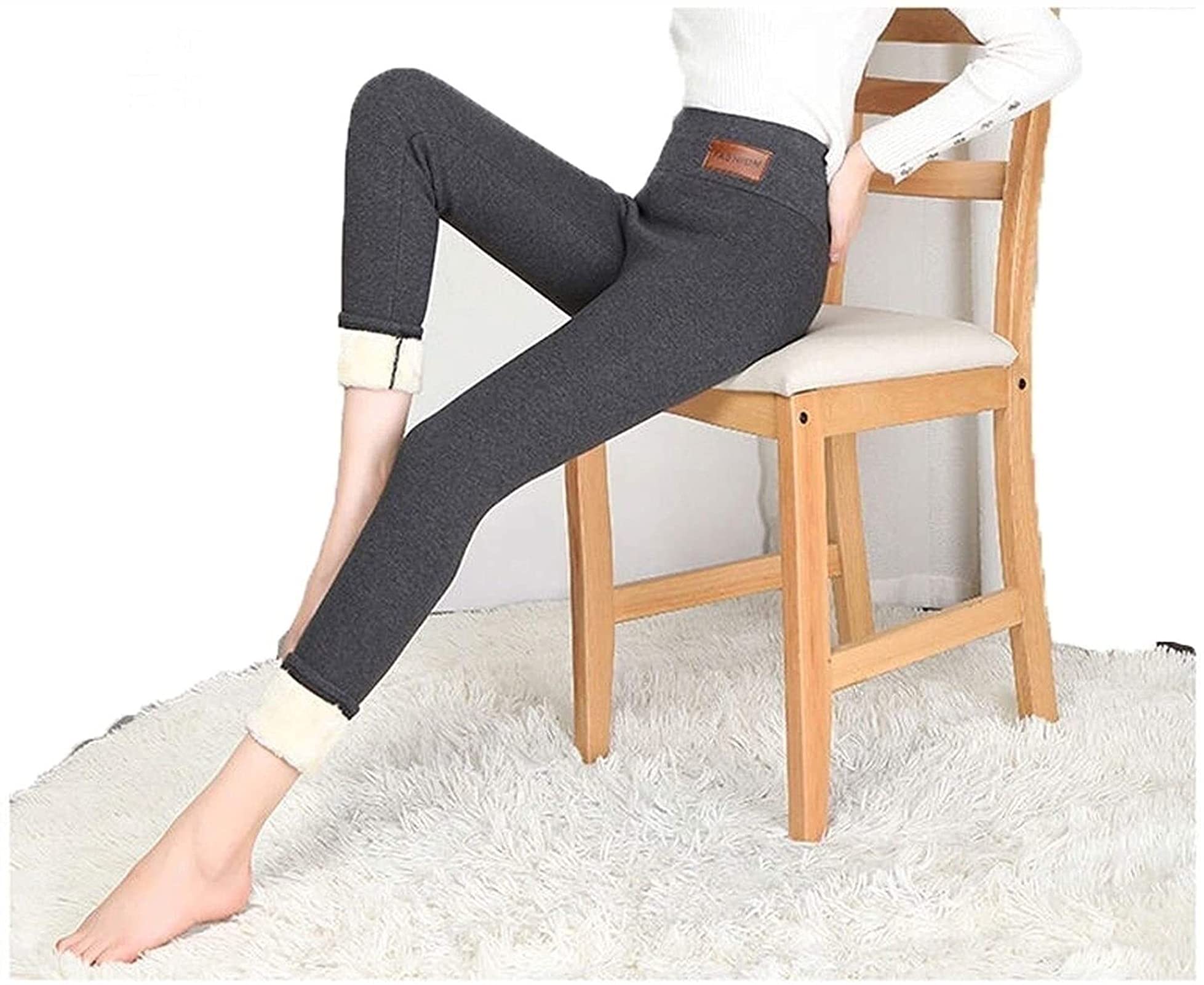 GOUJIAN Collants Thermiques Épais Leggings en Laine De Cachemire Coupe-Vent Hiver Chaud Leggings Élastiques Pantalons Doublés en Polaire Collants Épais pour Filles Dames