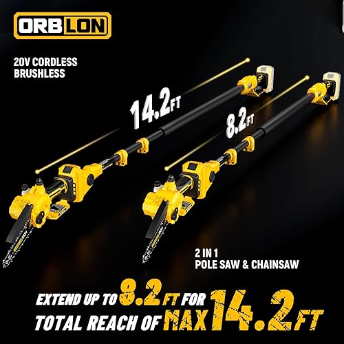 Miniatura 4 de Sierra de poste inalámbrica 2 en 1 de 6 pulgadas y motosierra compatible con batería DeWALT de 20 V MAX*, motor sin escobillas, ultraligero de 7.1