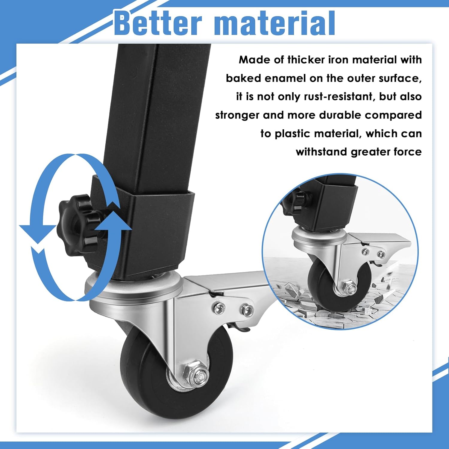 Caster Wheels Set for Blackstone Griddle Stand, 4 Pack Griddle Wheels with Brake for Blackstone 17" & 22" Griddle Stand, 360 Degree Silky Swivel, Grill Accessories for Blackstone