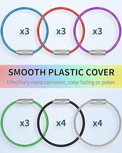 Miniatura 4 de Uniclife 4 Inch Wire Keychain Cable Large Stainless Steel Key Ring Loop Holder for Luggage Tag Keeper for Travel