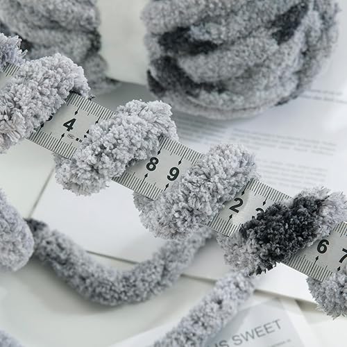 Miniatura 3 de HOMBYS Hilo de felpilla grueso para tejer a mano, hilo grueso de felpa esponjosa para tejer con el brazo, hilo gigante súper voluminoso, hilo