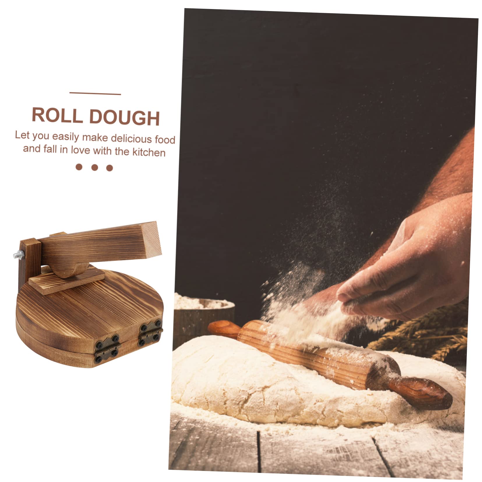 MUCKLILY 1Pc Wooden Dumpling Dough Pressing Tool Practical Manual Dumpling Skin Maker for Making Dumplings Biscuits More Kitchen Gadget for Home Chefs