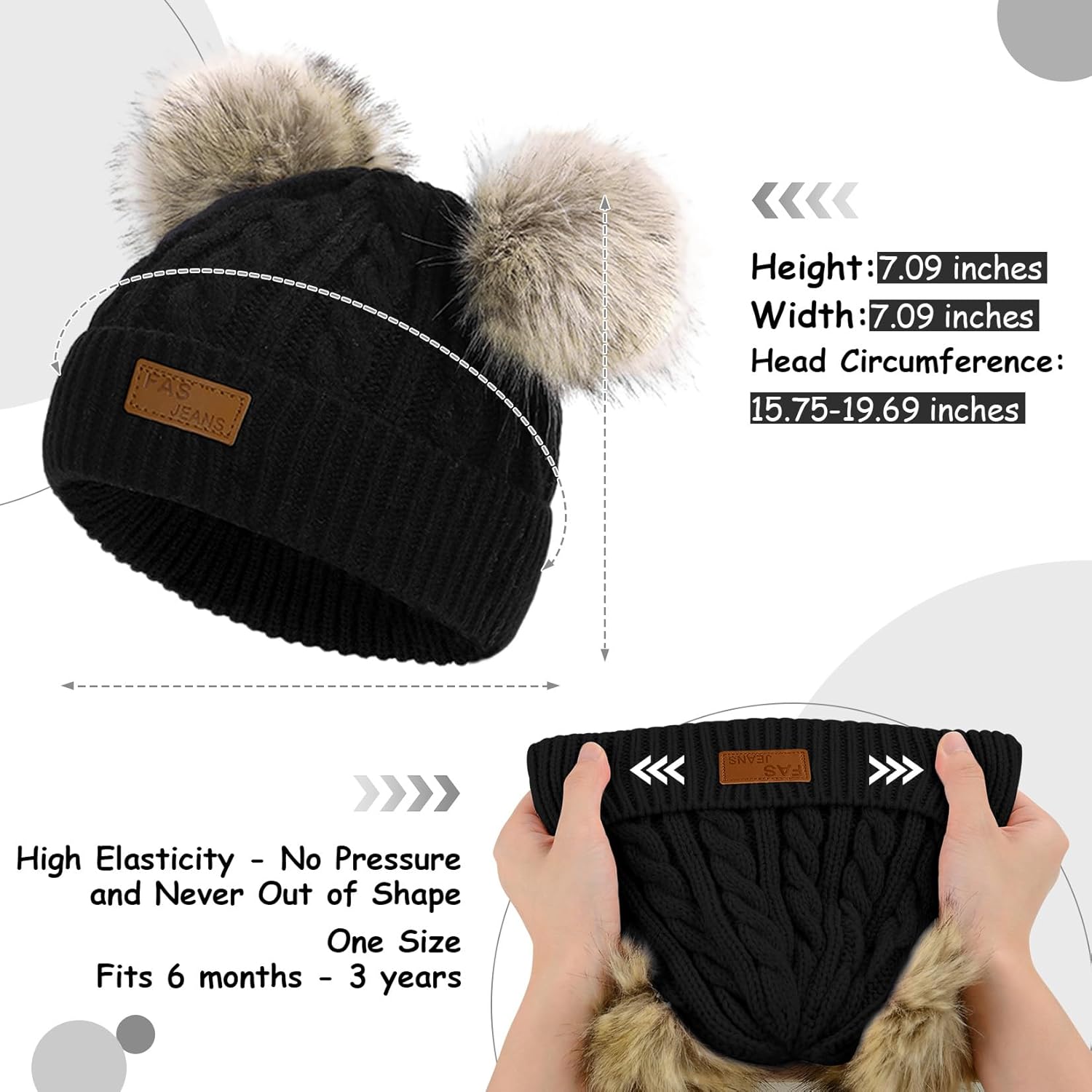 Century Star Toddler Beanie Baby Girls Winter Hat - 6-36 Months Warm Knit Pom Pom Hats for Gils Boys - Image 5