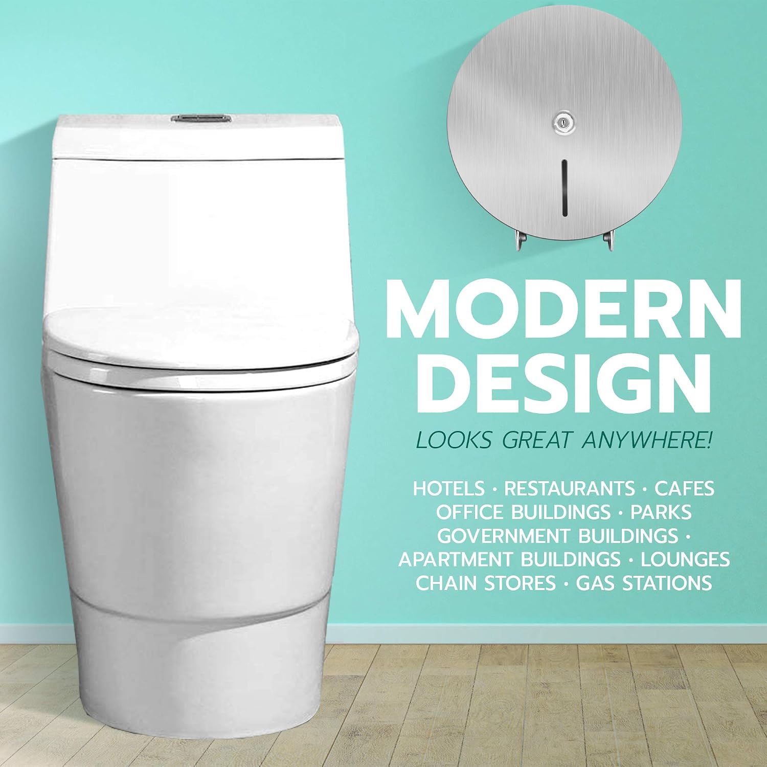 Toilet Paper Dispenser Stainless Steel Commercial Toilet Paper Dispenser Fits Any 9" Tisue Rolls Public Places Offices OR Homes Mounts Quickly 2 Keys & Lock