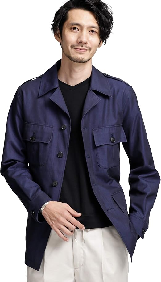 Amazon ナノユニバース Iridescent サファリ ジャケット メンズ Xl ネイビー コート ジャケット 通販