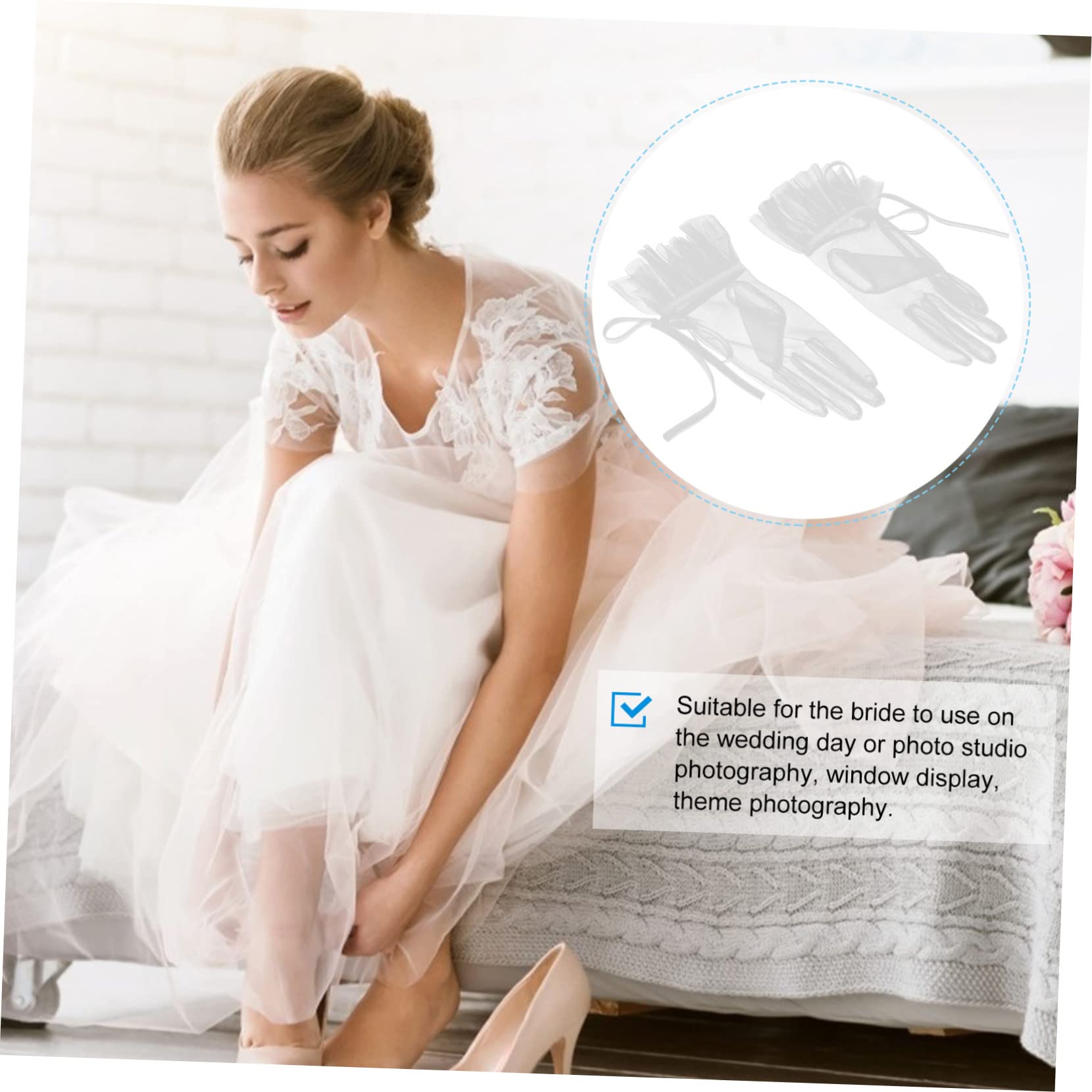 Guantes Accesorios de Novia Nupcial Velo Corto para Novia Paseo Vestido de Novia Vestido de Lujo Patas muñequeras Suministro de Boda