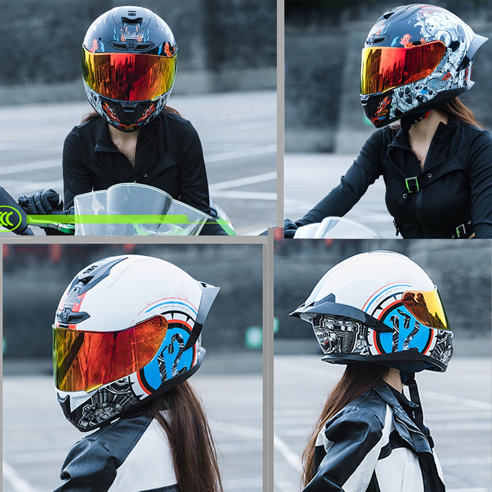 Modułowy kask motocyklowy, dopuszczony do użytku przez ECE, kask szczękowy z wbudowanym kaskiem pełnotwarzowym, dla dorosłych mężczyzn i kobiet, podwójny wizjer, kask wyścigowy