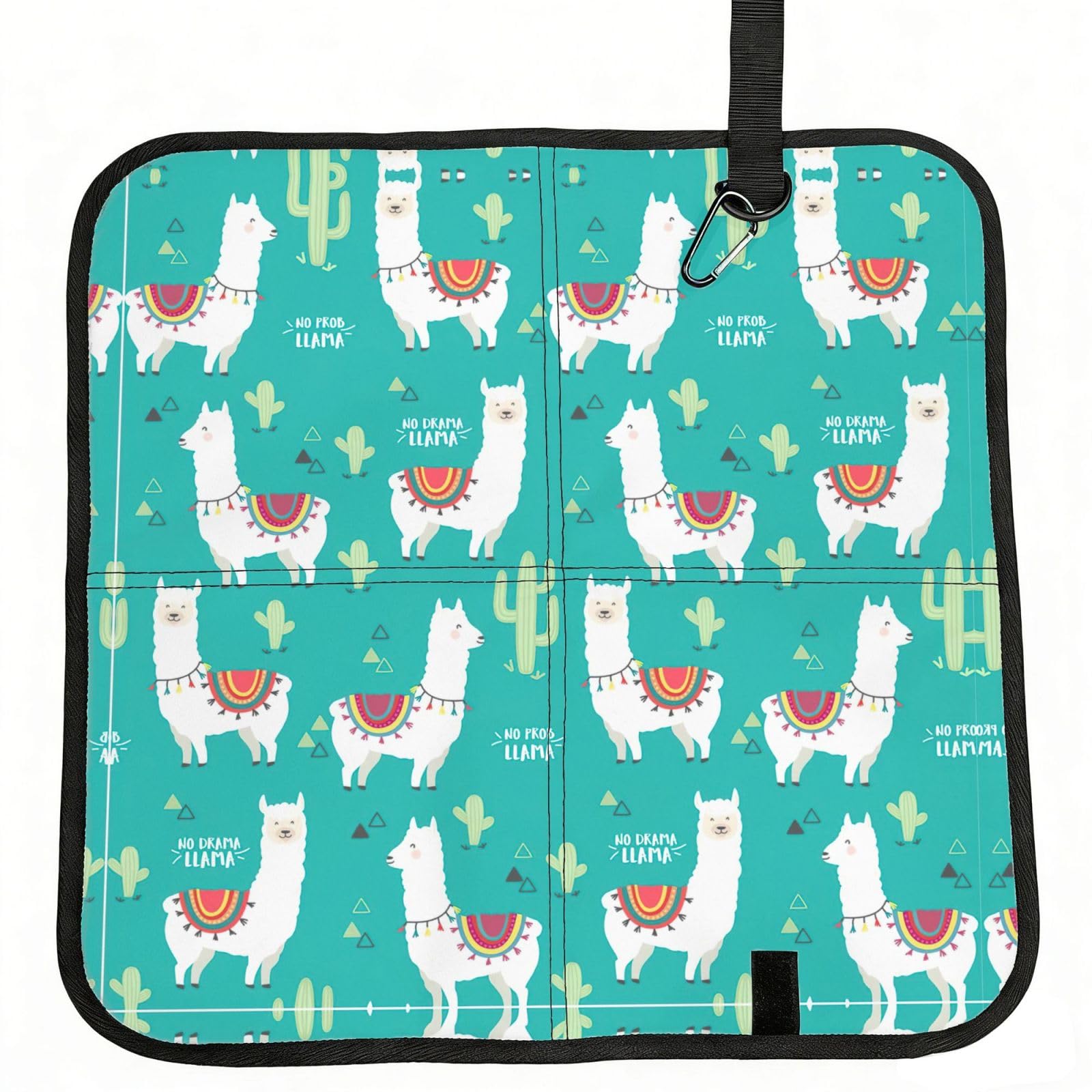 OKFSTY Cute White Llama And Cactus Print Fold Away Seat Cushion Portable Outdoor Pad Polyester Bleacher Bench Mat Travel Picnic Pad