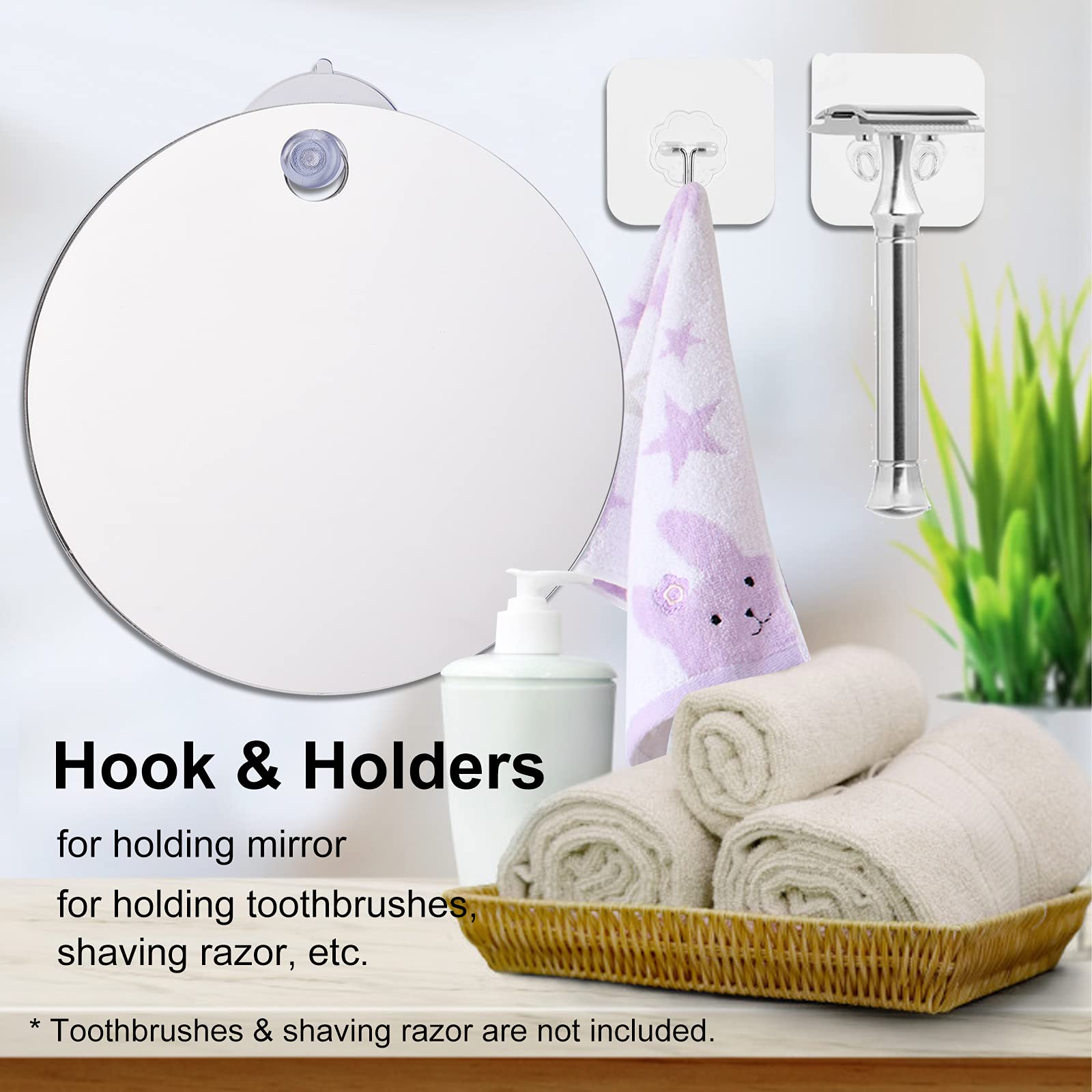 ELBME Shower Mirror for Shaving Fogless Bathroom Mirror with Suction Portable Handheld Fog-Free Mirror for Daily & Travel Makeup Beard Grooming - Image 6 thumbnail