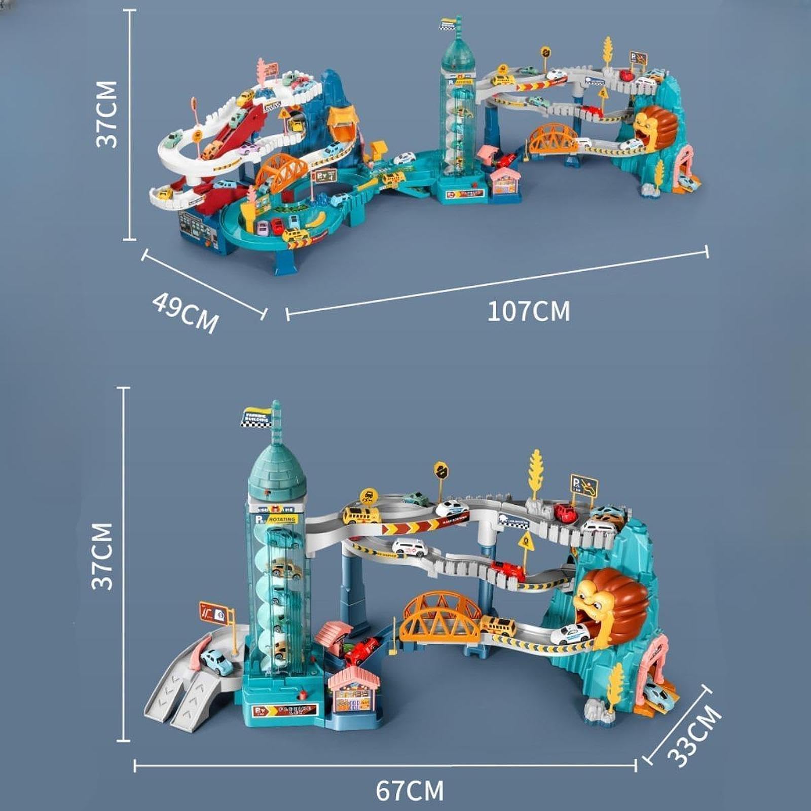 Colcolo Juego Pista Carreras, Juego construcción vehículos, rampa Pista Juguete para Preescolar, León