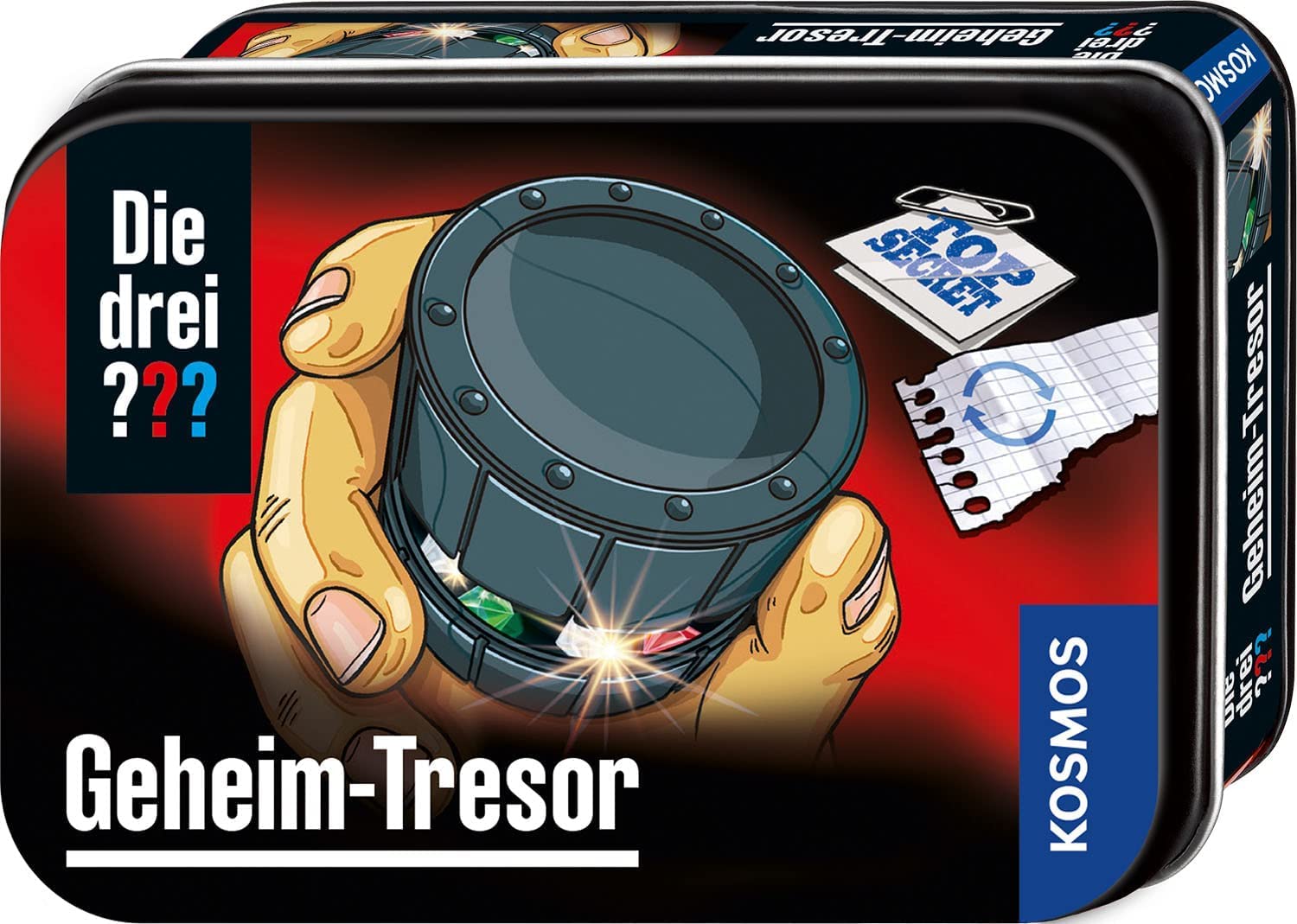 Kosmos Die DREI ??? Geheim-Tresor 632328, Mini-Tresor, mit geheimen Öffnungsmechanismus zum Knobeln, Detektivspielzeug von die DREI Fragezeichen, Detektiv Ausrüstung