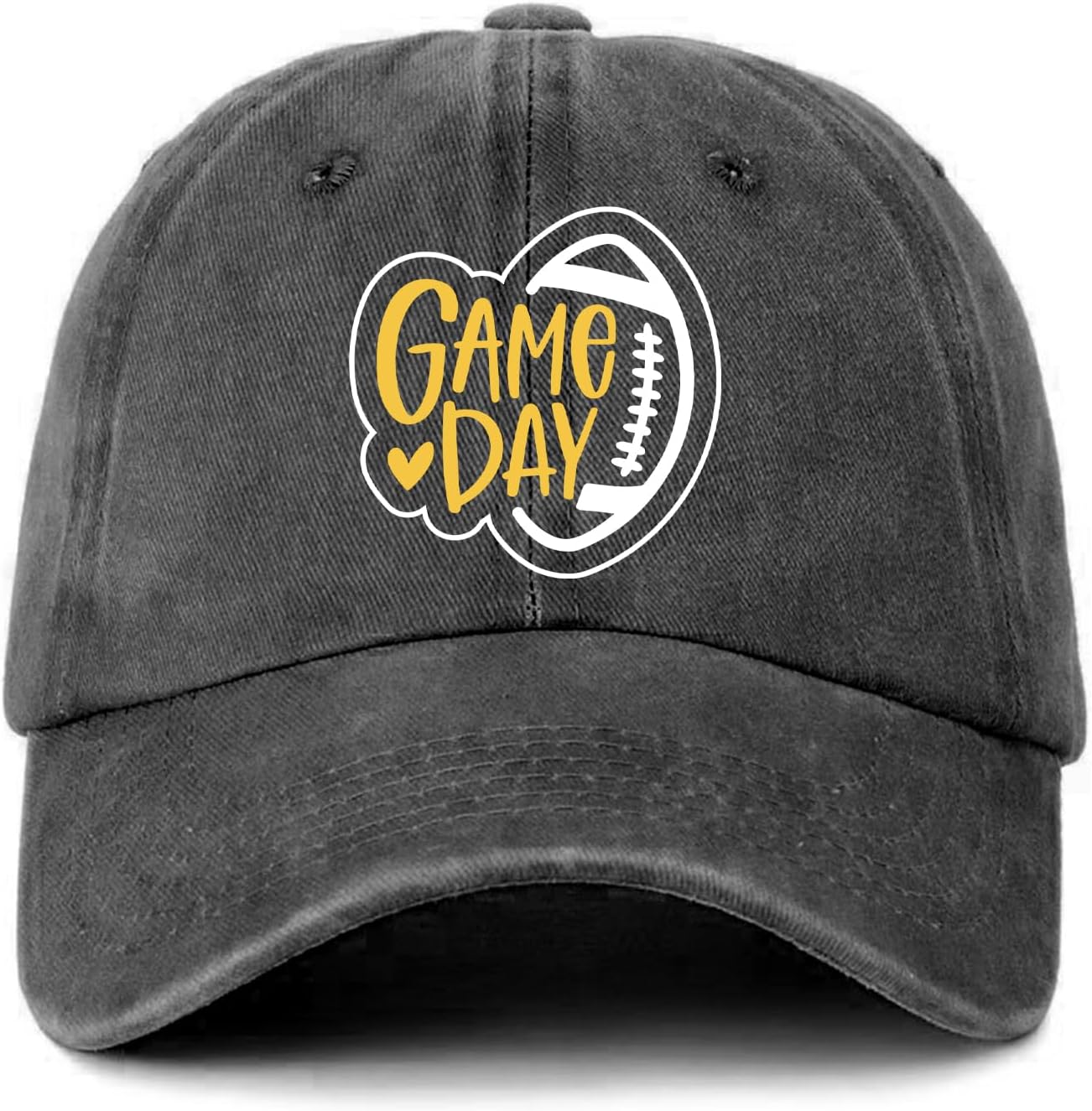 Funny Football Hats Game Day Printed Cotton Adjustable Baseball Caps Vintage Distressed Washed Black Baseball Hats Funny Football Team Gifts for Women Men Father Friend Colleague Neighbor