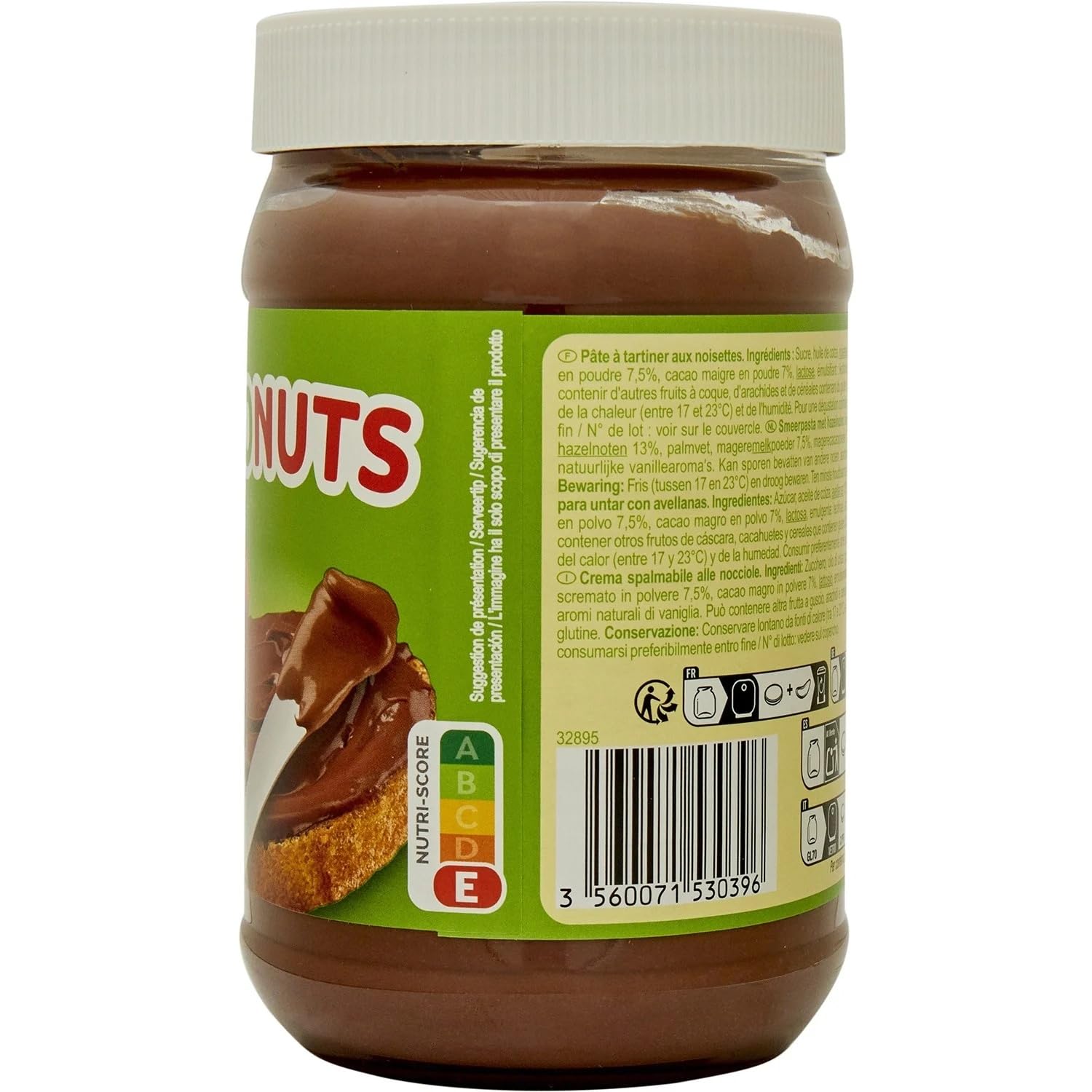 CARREFOUR CLASSIC' - Pâte à Tartiner Noisettes - 13% de Noisettes - le pot de 1 kg - Le Lot De 3