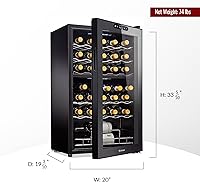 Vista 7 de Wine Enthusiast Enfriador de vino con compresor MAX de doble zona de 32 botellas, mini refrigerador independiente con pantalla táctil digital