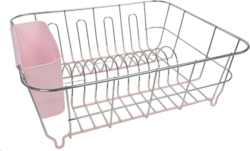 Miniatura 7 de Escurridor de platos y soporte para cubiertos, juego de 2 piezas, escurridor compacto para fregadero con revestimiento inferior de goma, organizador