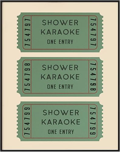 Póster de Karaoke para Ducha, Póster Divertido de Baño, Impresión de Boleto Retro, Arte de Pared Funky, Impresión de Baño Trendy, Apartamento