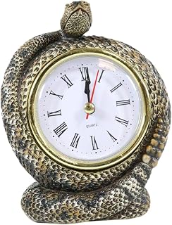 Ebros Gift Realistic Ferocious Diamondback Rattlesnake Coiling Around Clock Desktop Table Roman Numerals Accent Hand Painted Taxidermy Sculpture Lifelike Snake Figurine Snakes Reptile Animal Decor