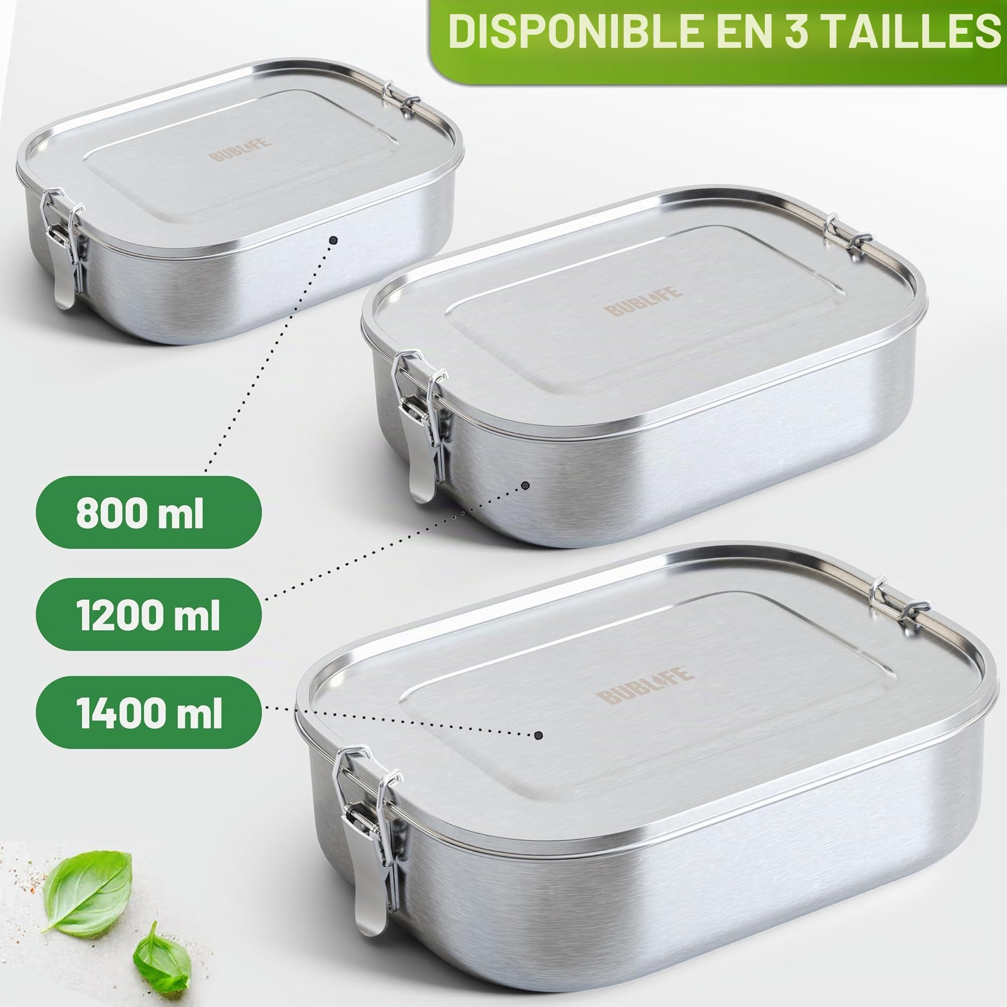 Boîte à repas 1400 ml en acier inoxydable avec compartiment | Bento étanche - lunchbox pour enfants et adultes