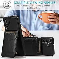 Vista 4 de Asuwish Funda de teléfono para Samsung Galaxy A13 5G con protector de pantalla de vidrio templado, soporte para tarjetas de crédito, soporte