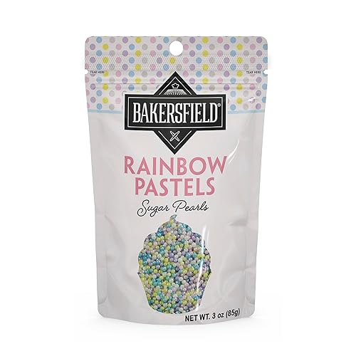Miniatura 9 de Juego de 6 colores amarillo, arco iris pastel, arco iris colorido, blanco, plateado y rosa. Bakersfield Special Baking Sugar Pearls 3.5 Oz