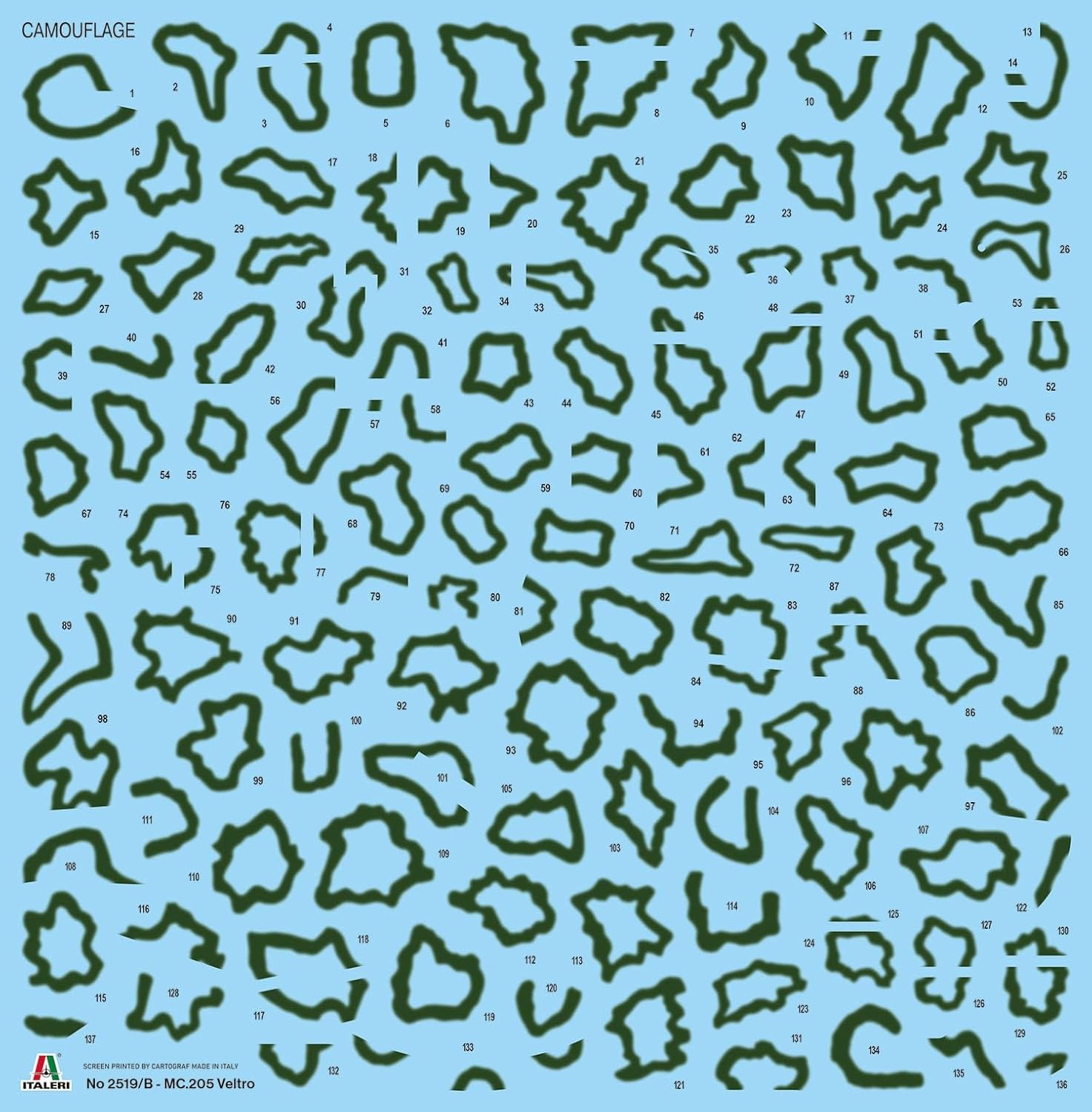 Common parts decal sheet for Italeri Macchi MC.205 Veltro model kit