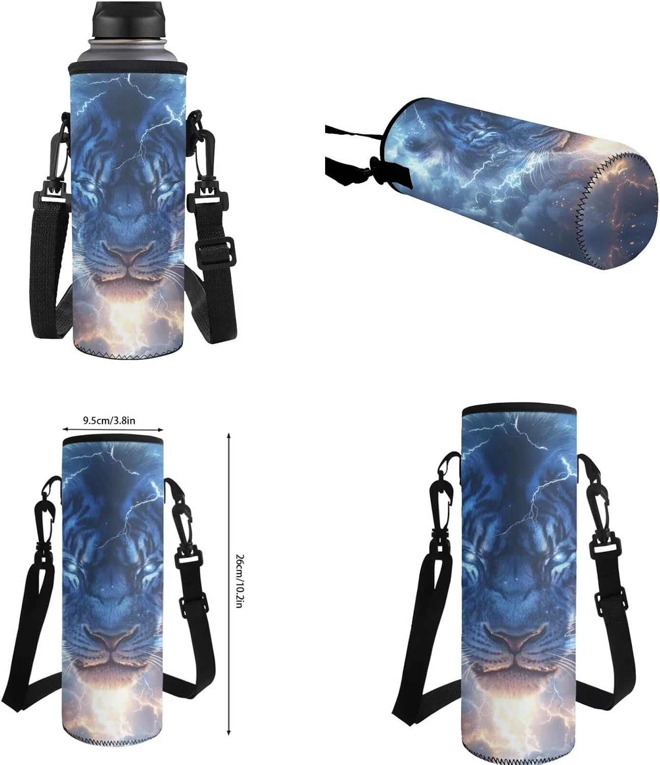 COEQINE Lighting Tiger Backpack for Toddler Boys 4-6 Preschool Bookbag And Lunch Box Set for Toddler Big Boy Sport Water Bottle Holder for Bike Lightweight Pencil Box Organizer image 5