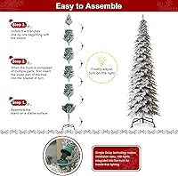 Vista 210 de Glitzhome Prelit Christmas Tree, 6ft Flocked Artificial Christmas Tree Serene Snowscape Fir with 300 Warm White Lights for Home, Office, Party