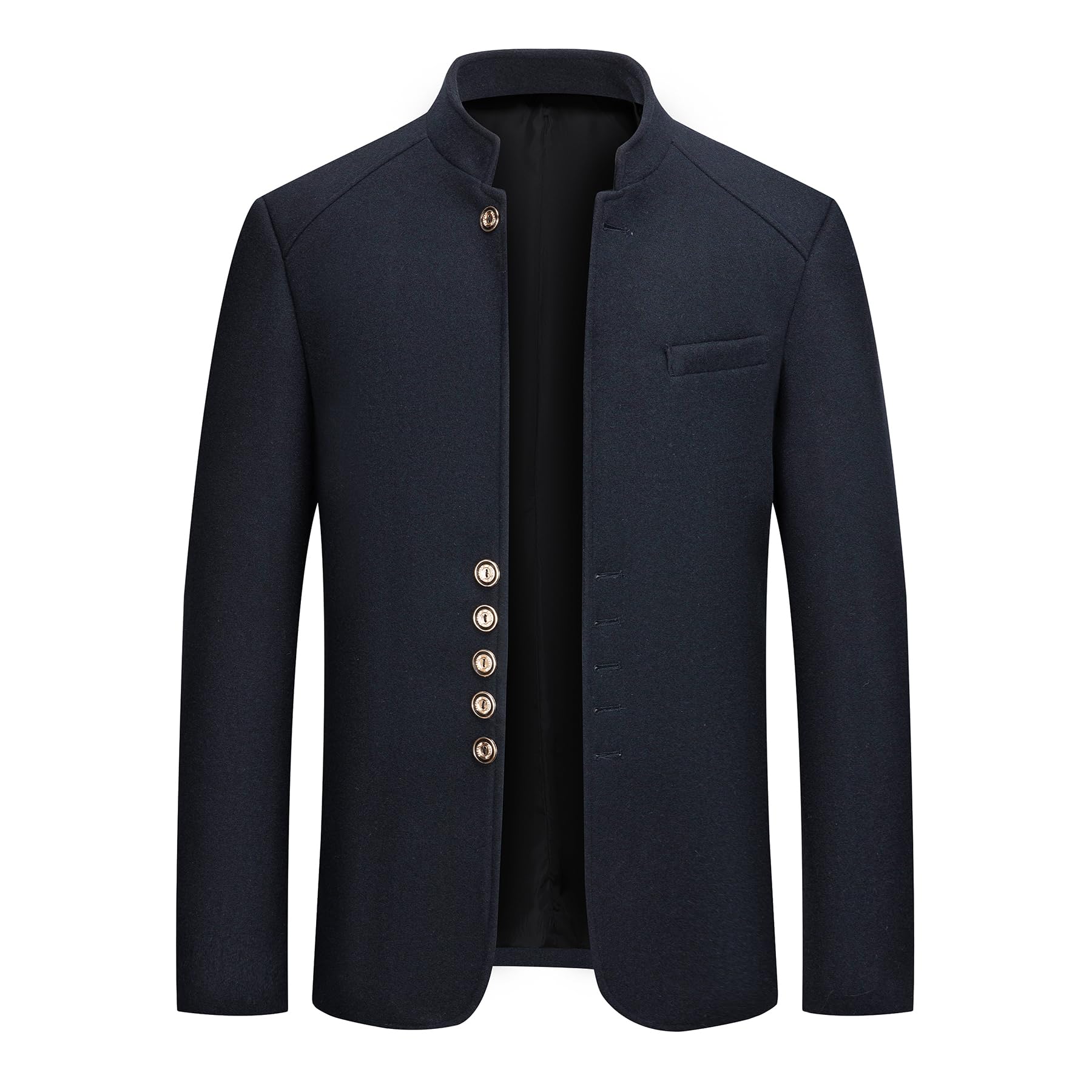 Allthemen Manteaux en Laine Homme Trench-Coat Chaud Couleur Uni Coupe Slim Parka Col Montant Jacket Courte Hiver