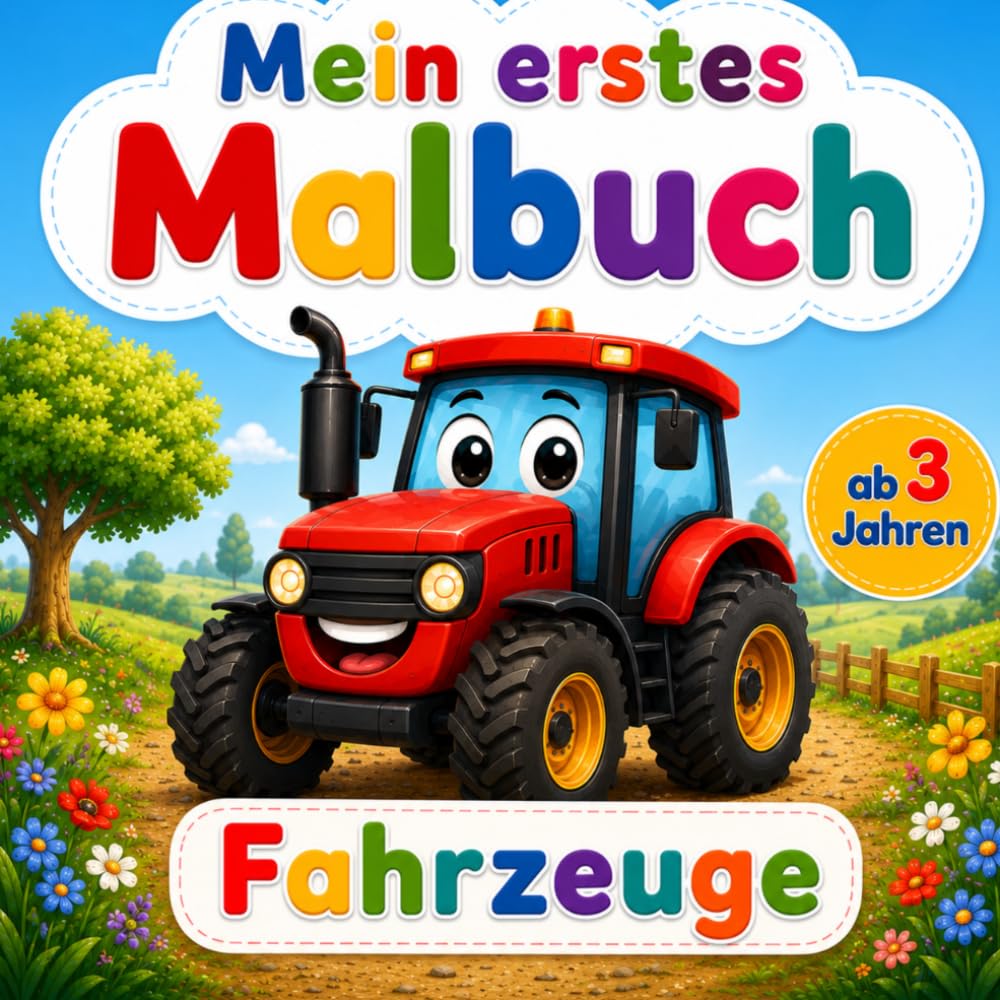 Malbuch Fahrzeuge ab 3 Jahren: Mein erstes Fahrzeug-Malbuch mit 30 großen, einfachen Motiven und dicken Linien (Mein erstes Malbuch)